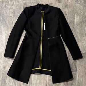 BCBGMaxAzria Black Trench Coat with Yellow Trim